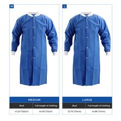 50Pcs Dental Medical Disposable Coats For Men Women Snaps Full Sleeve SMS