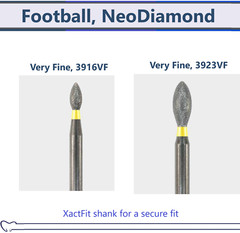 Dental Microcopy Football, NeoDiamond Diamond Coarse Bur Fine, Medium, Bery Fine