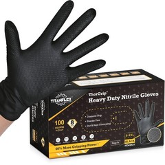 TitanFlex Heavy Duty Black Industrial Nitrile Gloves, 8mil, XL, Box of 100, L…