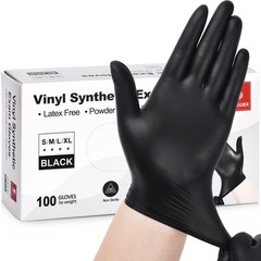 Large Pack of 100 Black Disposable Medical Exam Gloves Latex Free Food Safe