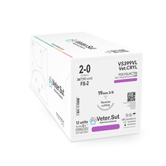 Vetersut VetCRYL Polyglactin, USP 2-0, 3/8 19mm reverse cutting Suture