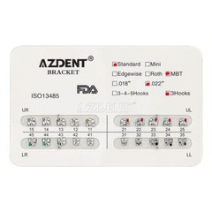 10X Dental Orthodontic Metal Brackets Braces Standard MBT.022 Hooks 345 AZDENT