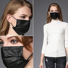 50/100 Pcs Black Disposable Face Cover 3-Ply Filter Breathable Earloop Masks