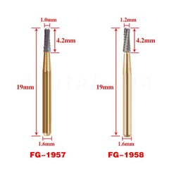 Dental Carbide Burs High Speed FG 1957 1958 Crown Metal Cutter 19mm
