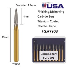10Pcs Dental Tungsten Carbide Gold Burs Trimming & Finishing Needle Shape FG7903