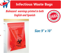 BIOHAZARD Infectious Waste Bags Red Adhesive Bag, Meets OSHA requirement