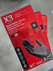 AMMEX X3 Nitrile Gloves, 3 Boxes of 100 – Black, Size M, L and XL
