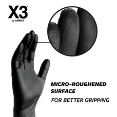 X3 Industrial Black Nitrile Gloves, Case of 1000, 3 Mil, Size XX-Large, Latex