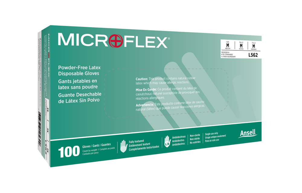 5mils Thick Ansell MicroFlex Disposable Latex Gloves Powder-Free Industrial, S