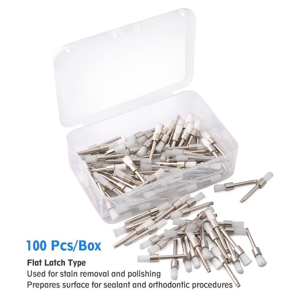 Dental Nylon Bristle Rubber Latch Flat Prophy Cups Polishing Brushes Prophylaxis