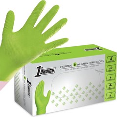 1st Choice 6 Mil Nitrile Gloves – Orange & Green Diamond Grip, Latex Free