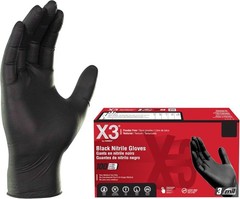 X3 Black Nitrile Gloves for cooking Food Prep, Disposable, Latex Free, Large