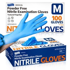 Supmedic 100 Pcs Medical Nitrile Exam Gloves Latex-Free Powder-Free Food Safe M