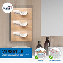 Triple Acrylic Gloves Dispenser, Tissue Box Shelf, Glove Holder Wall Mount, for