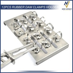 Dental Rubber Dam Endo Kit Brinker Clamps 12PCS Clamps Set With Tray Ivory Plier