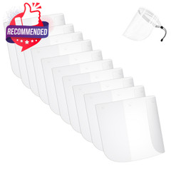 Full Protection Face Shield 10 Pack White – Lightweight Clear Polycarbonate