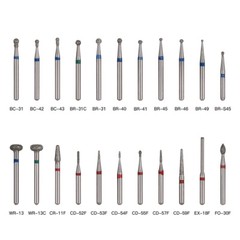 AZDENT 100Type Dental Diamond Burs FG Drill For High Speed Handpiece 1.6mm