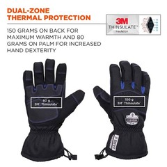 Ergodyne Unisex Adult Extreme Thermal Waterproof Winter Work Gloves Black Large