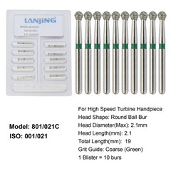 Dental Round Diamond Bur Round Ball FG Coarse Fine High Speed Friction Grip 801