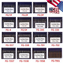 FG Round Dental Burs, 19mm (Pack of 10-100), Carbide for High Speed Handpiece