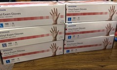 Lot 6 Boxes McKesson Vinyl Exam Glove Standard Cuff Length LARGE 100 per Box