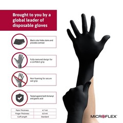 Microflex Midknight Mk 296 Xxl Black Nitrile Disposable Gloves Pack Of 100