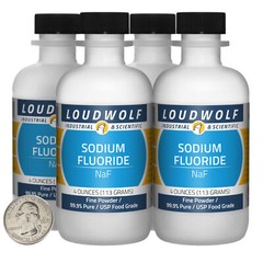 Sodium Fluoride / 1 Pound / 4 Bottles / 99.9% Pure USP Food Grade / Fine Powder