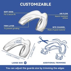 4 Pack Mouth Guards for Adults Men & Women,Large Szie, 1 Storage Case Clear