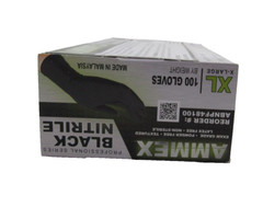 Ammex Professional Black Nitrile Exam Gloves 100 Pack Size XL Powder Free