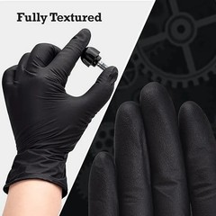 Black Nitrile Disposable Gloves Latex Free Textured Work Mechanic Tattoo 10-100