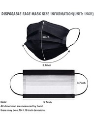 2000-PCS Black Protective 3 Layer Face Mask Respirator Disposable Masks BFE95%