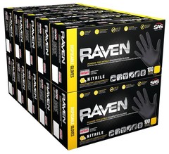 Large Pack of 100 Black Nitrile Gloves Powder Free Latex Free Textured Grip