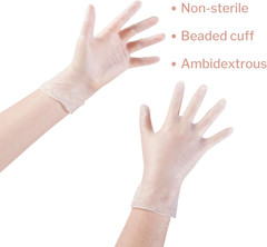 Vinyl Exam Gloves, Non-Sterile, Powder-Free, Medium, 100 Count, 1 Box