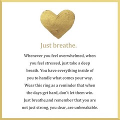 Just Breathe Ring for Women, Adjustable Heart Ring, Stainless Steel Spiral Wrap