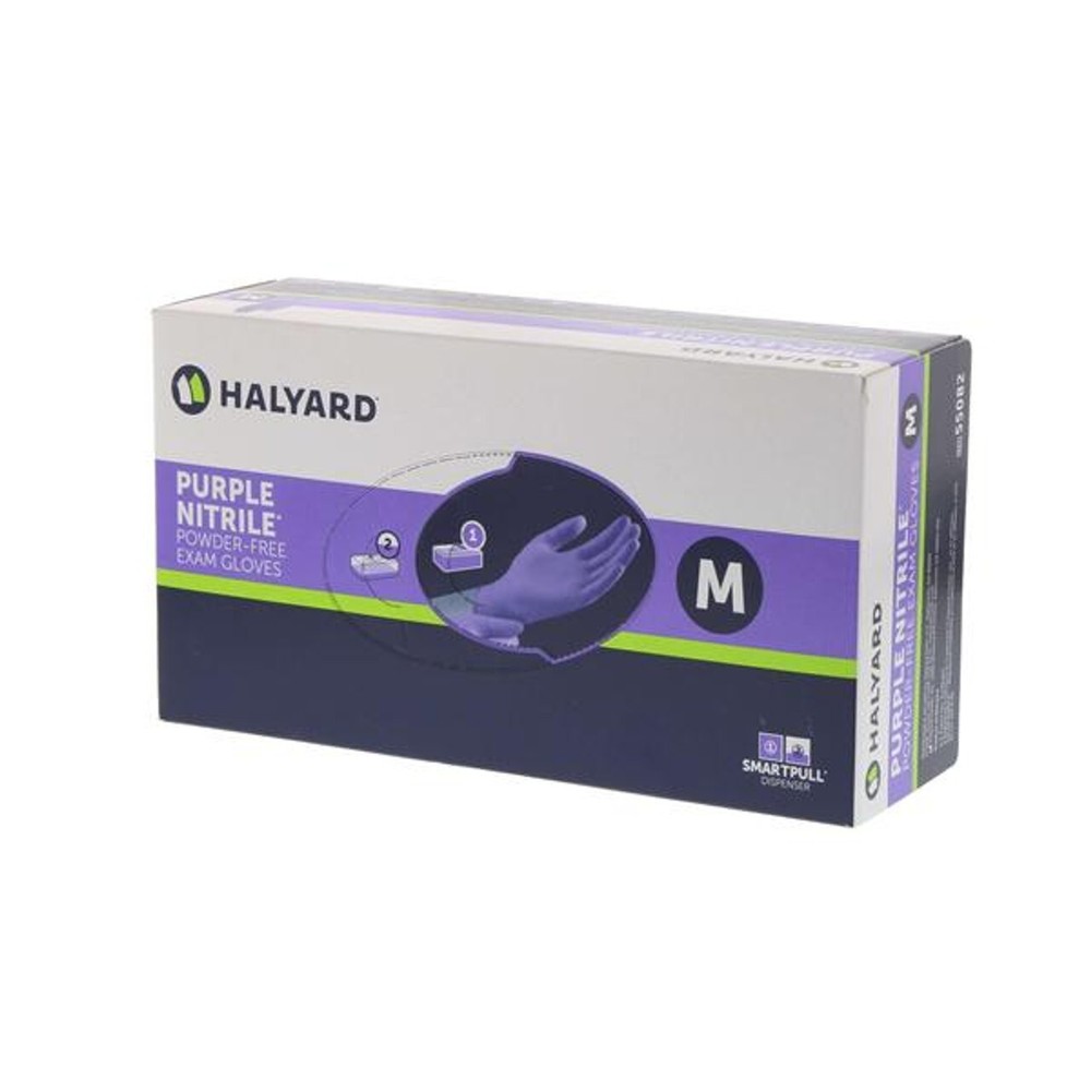 *100-Pieces* Halyard Purple Powder-Free Nitrile Exam Gloves Medium 55082