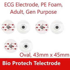 EKG Electrode, PE Foam, Adult, Oval, 43 x 45, Stress & Holter, 50/pch