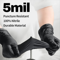 Advance Black Nitrile Exam Gloves IF 51, 5 Mil Disposable Gloves 1000pc S/M/L/XL
