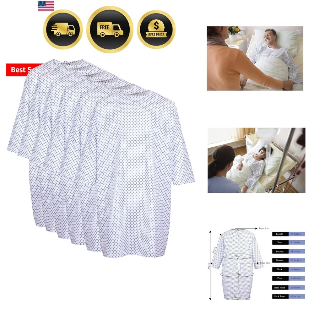 Hospital Gowns for Women and Men – 45″ Long & 62″ Wide