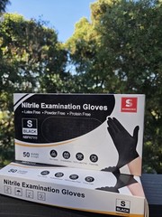 100 Schneider Nitrile Exam Gloves Small Black Powder Free Food Service NBFK7111