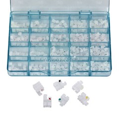 AZDENT Dental Orthodontic Ceramic Clear Bracket Brace MBT Roth 022 Hook 345 Mesh