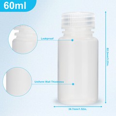 Biologix 60ml PP reagent bottles, Clear, 50/Bag, 10 Bags/Case