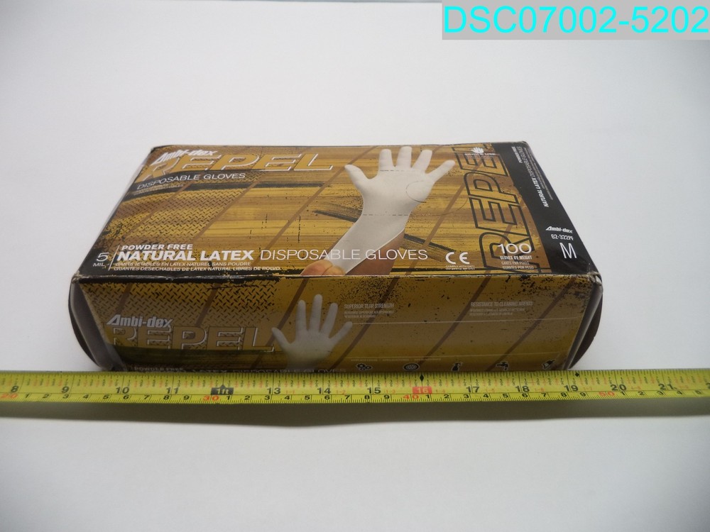 QTY=100: Ambi-Dex 62-322PF/L Repel Disposable Latex 5 Mil Natural Powder Free