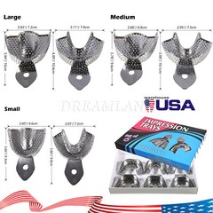 Dental Impression Trays Stainless Steel Perforated 6PC Upper+Lower S/M/L SKYSEA