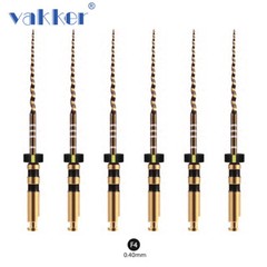 6/pk Vakker Dental Endo Rotary Files NITI Gold Taper Files Assorted 21/25/31mm