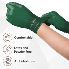 Green 8 Mil Nitrile Gloves X Large 100 Pack – Heavy Duty Mechanic Gloves, wit…
