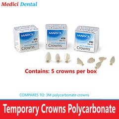 Dental Temporary Crowns Polycarbonate Crown For Anterior & Bicuspid Teeth, 5/Bg