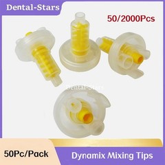 50/1000Pcs Dental Dynamic Mixing Tips for Impression Material Yellow Tips 5:1