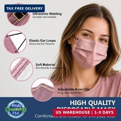 Disposable Face Mask for Adults – FSA Eligible HSA, 4 Ply 50 Pack Individually W