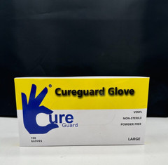 Cureguard Vinyl Gloves 100 Count, Large, Non-Sterile Powder Free NEW