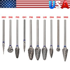 10 Pcs Dental Lab Tungsten Steel Carbide Burs Polishing Bur Drills HP 2.35mm Kit